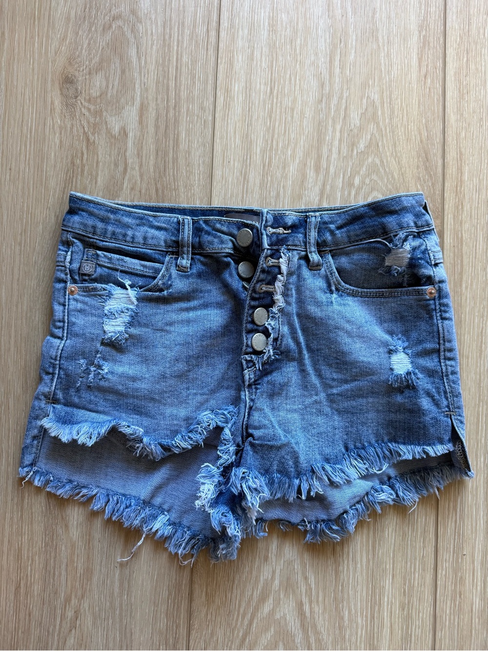 Just USA Light Blue Distressed Denim Shorts